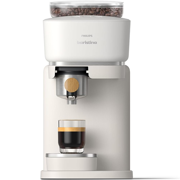 สินค้าพิเศษวันแบรนด์：เครื่องชงกาแฟเอสเพรสโซ Philips Baristina บด อัด และชงเมล็ดกาแฟได้ในขั้นตอนเดียว ขนาดกะทัดรัด แรงดันปั๊ม 16 บาร์ เครื่องบดอัตโนมัติ สีขาวธรรมชาติ พร้อมพอร์ตฟิลเตอร์